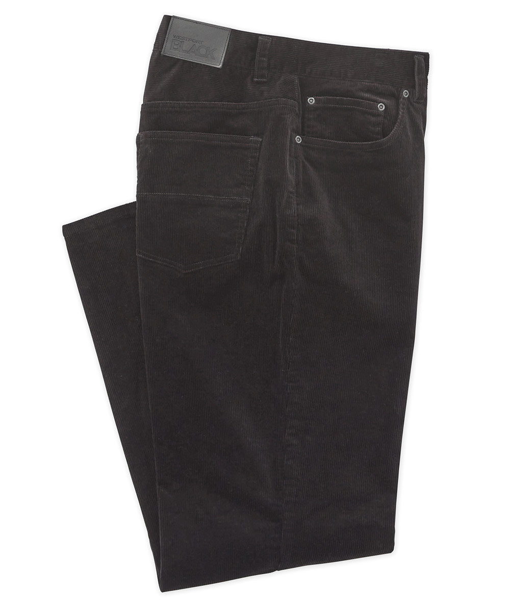 Pantaloni a 5 tasche in velluto a coste elasticizzato nero Westport, Men's Big & Tall