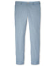 Light blue flat-front performance pant with belt loops and button closure