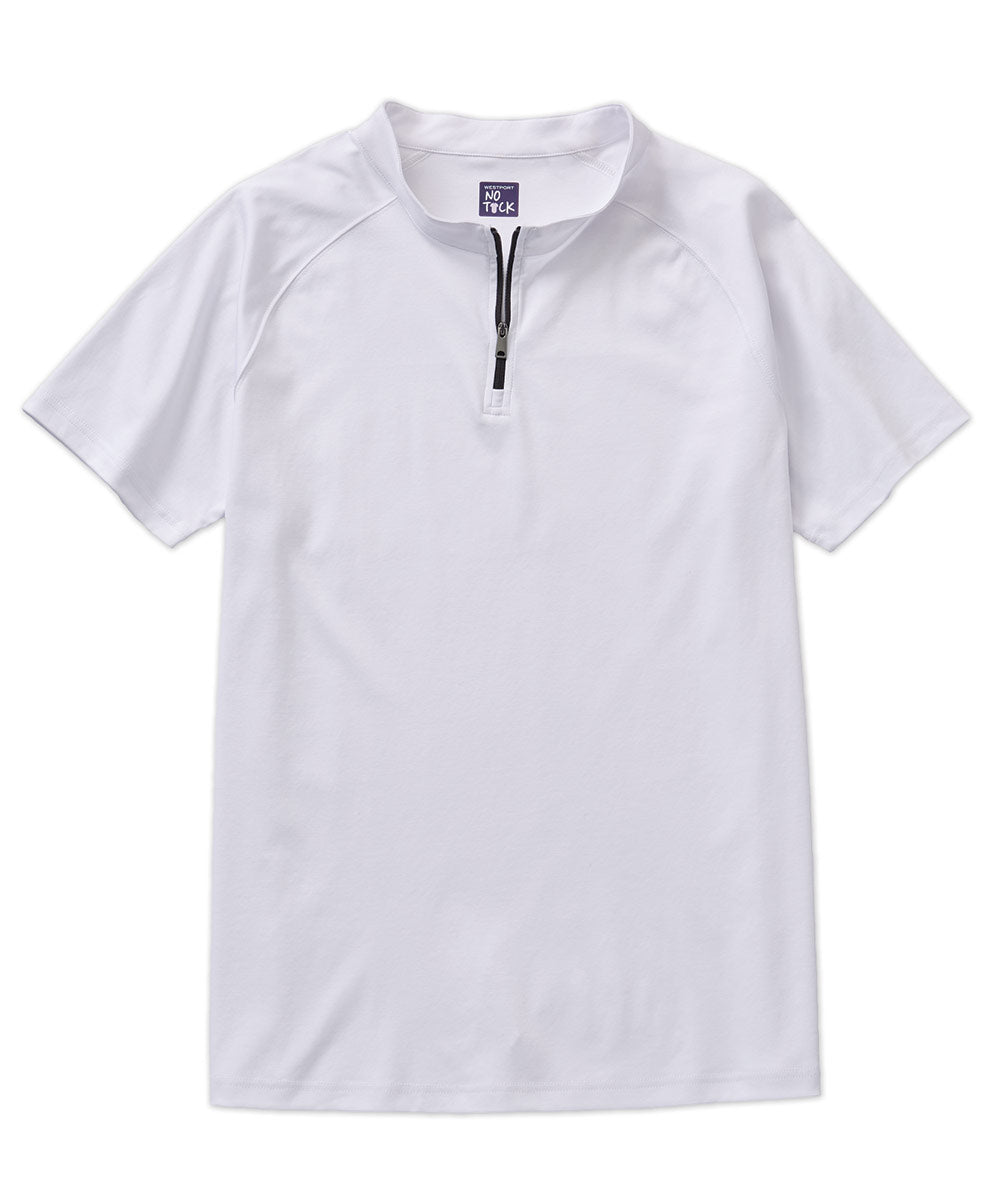 Westport No-Tuck Short Sleeve Liquid Cotton Contrast Stretch Half-Zip Mock