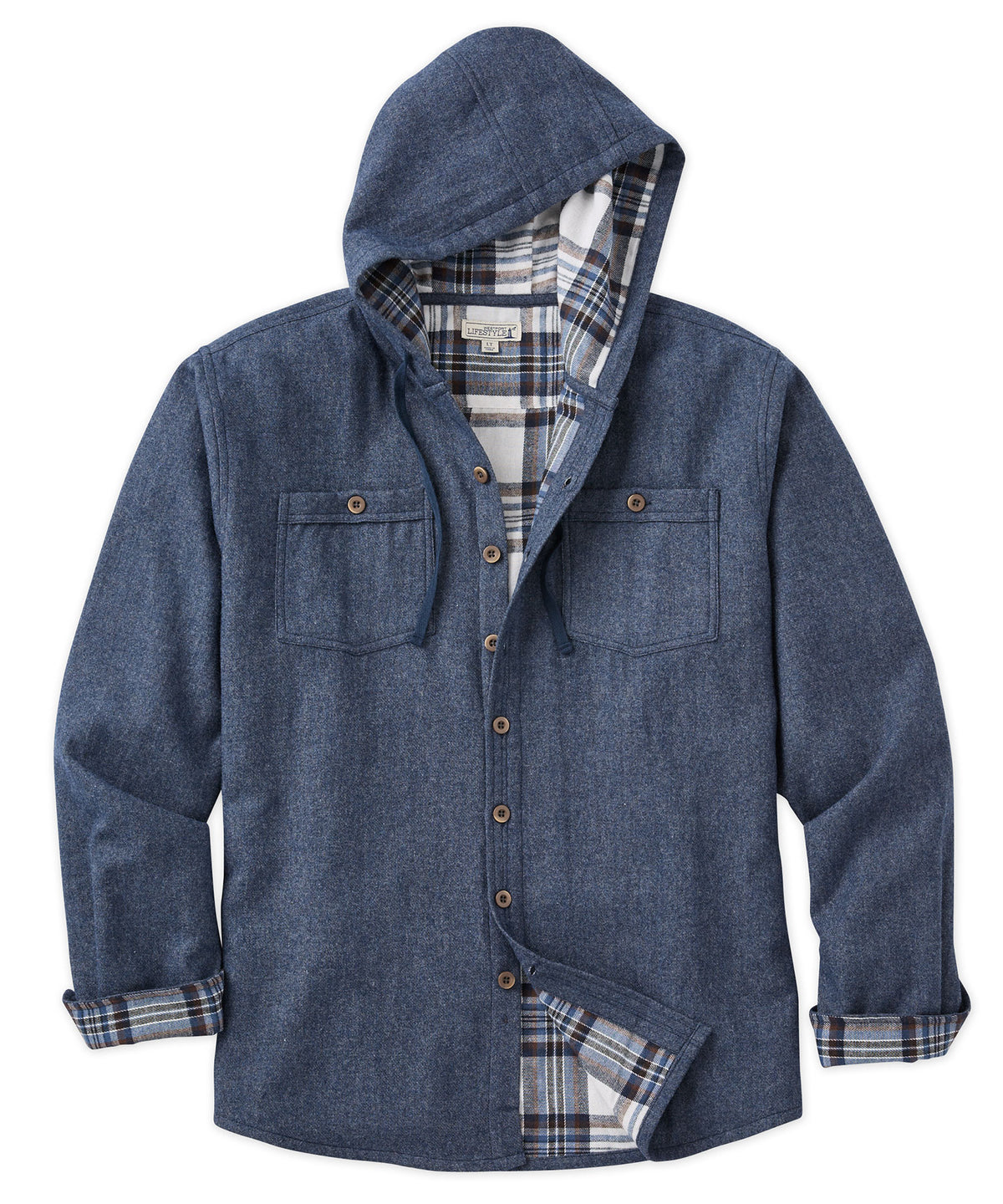 Men's Westport Lifestyle Firepit Flannel Hoodie Shirt Jacket - Grey - Size 4X