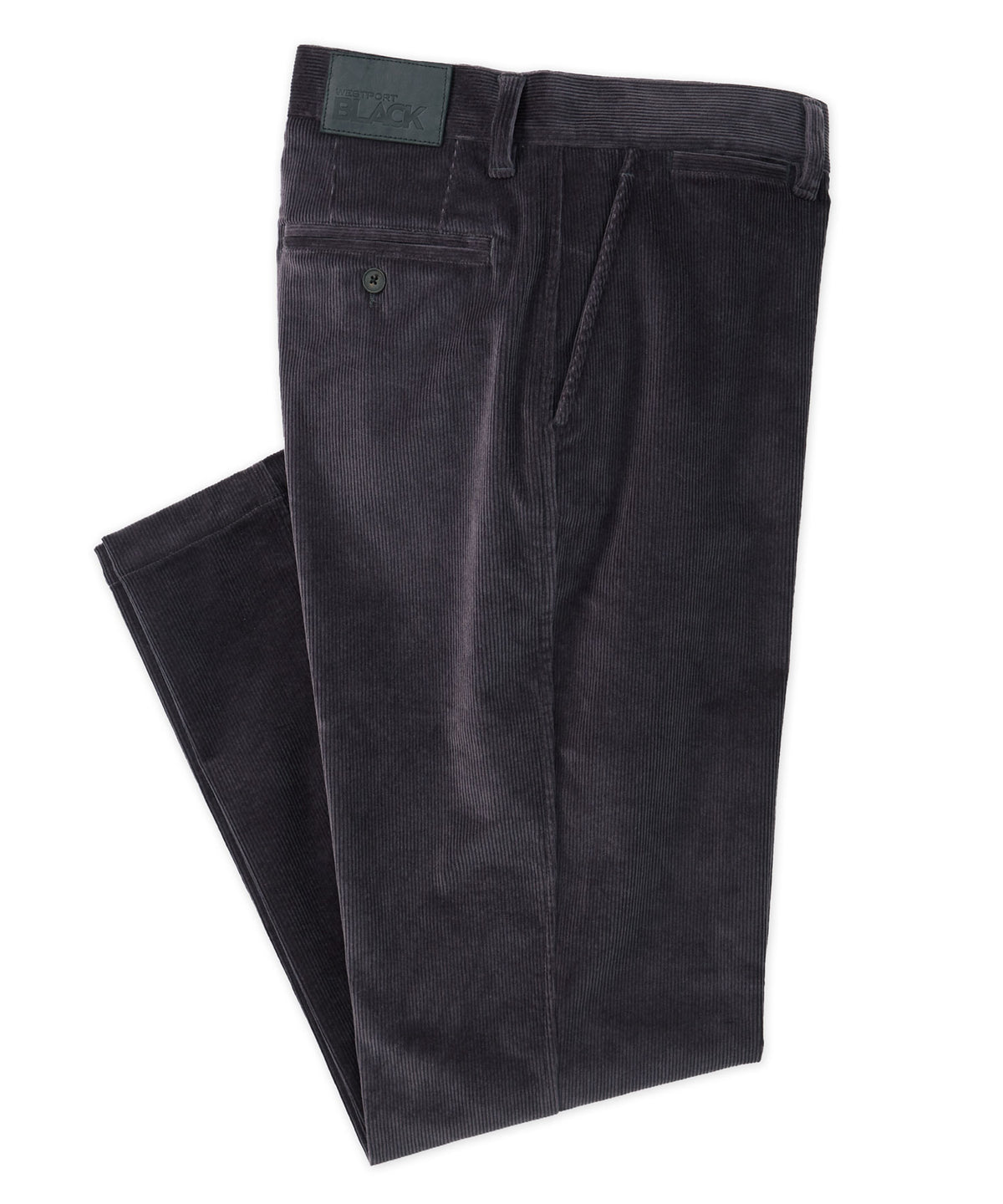 Pantaloni Westport neri in velluto a coste con parte anteriore piatta, Men's Big & Tall