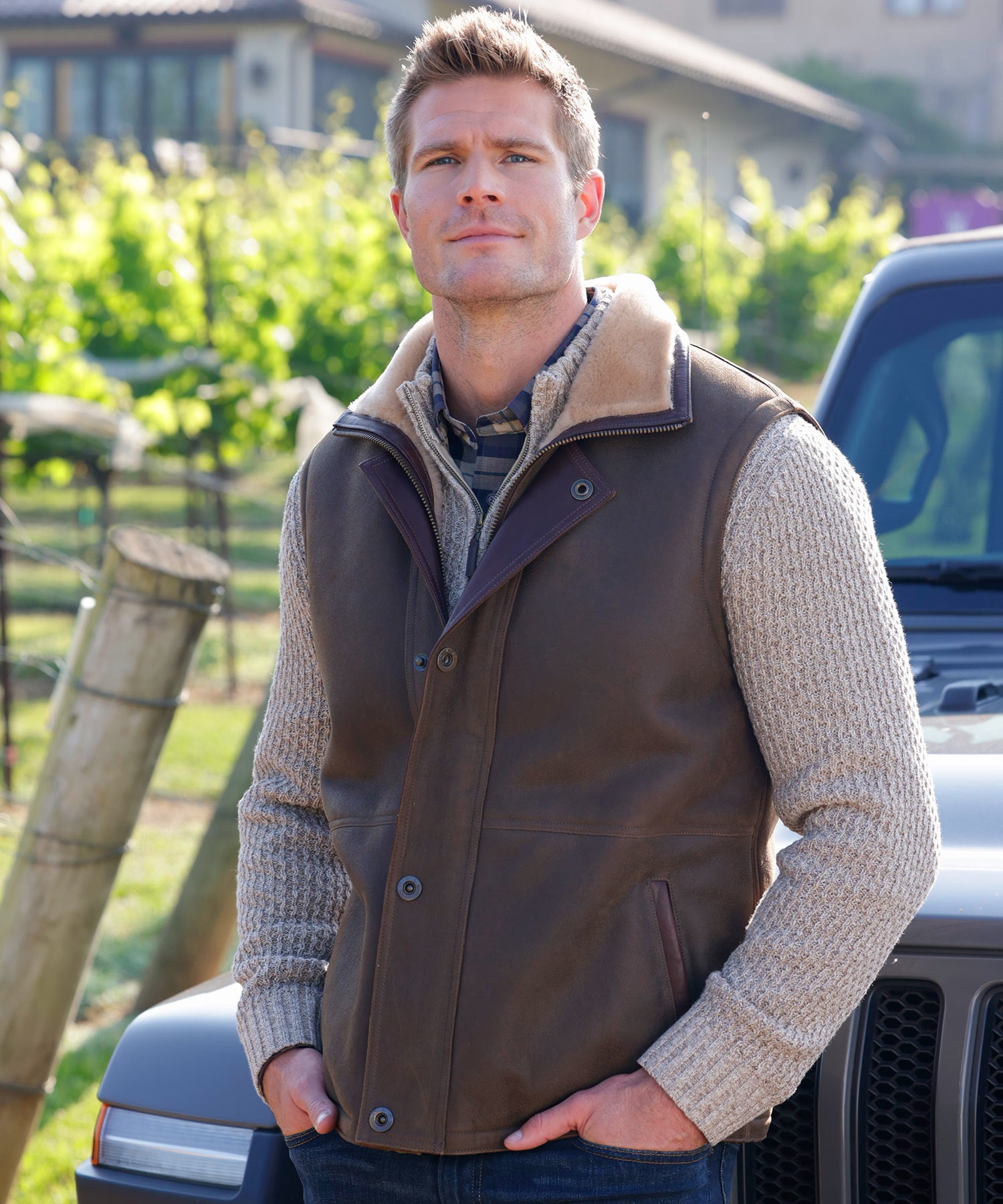 Shearling vest mens sales