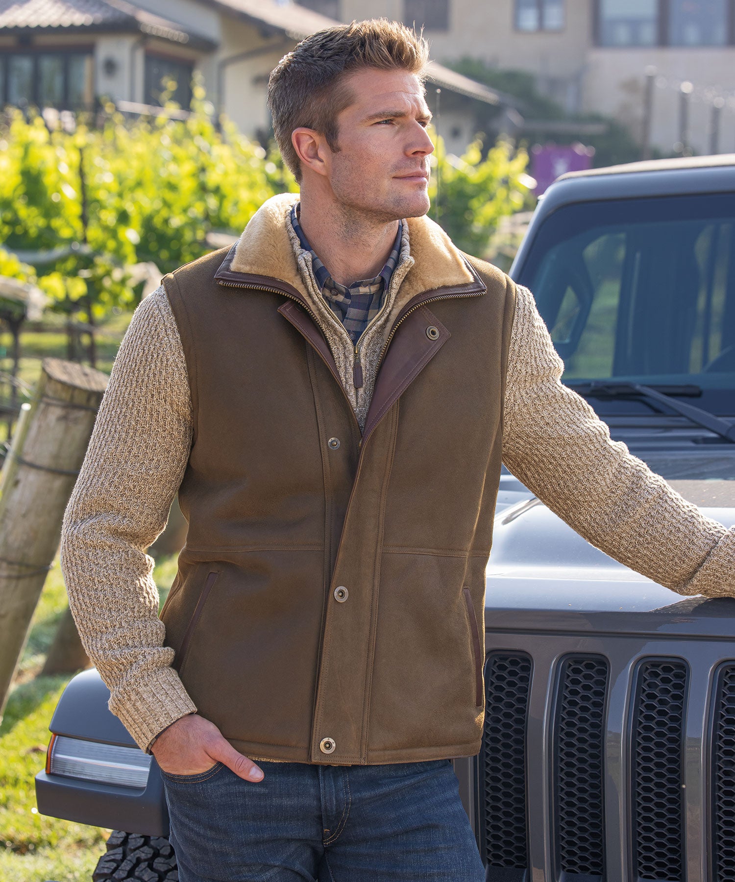 Westport Black Shearling Vest Westport Big Tall - Main Image