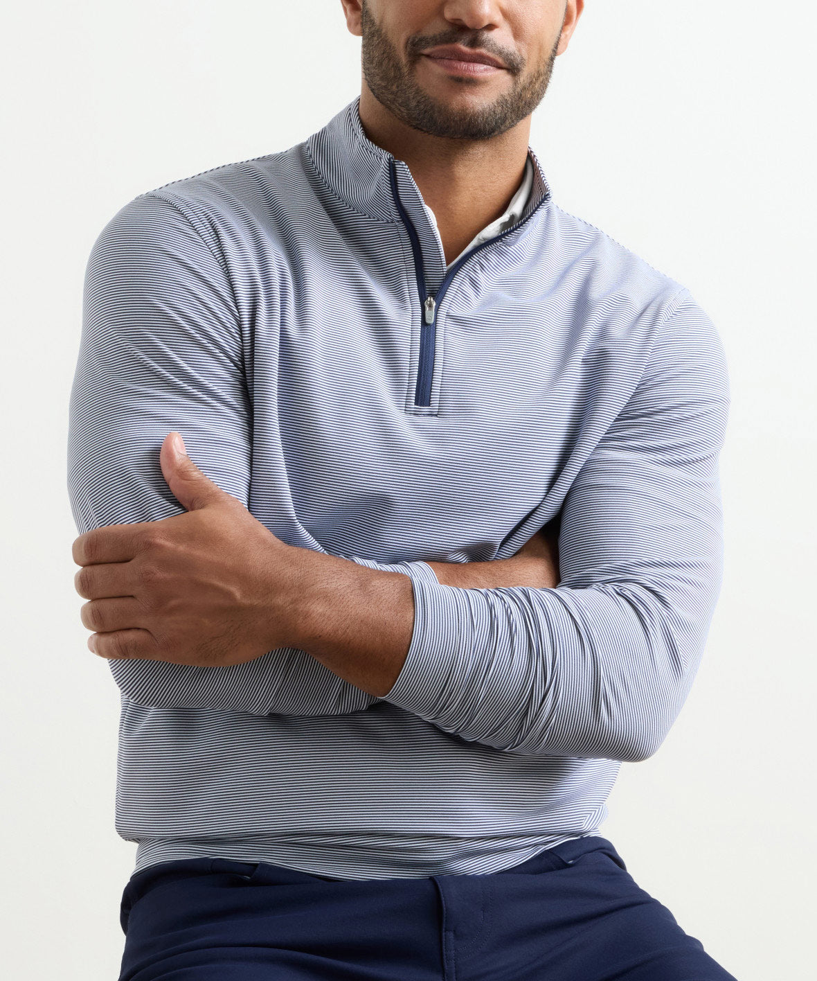 Peter Millar Sugar Stripe Perth Quarter-Zip Pullover, Men's Big & Tall