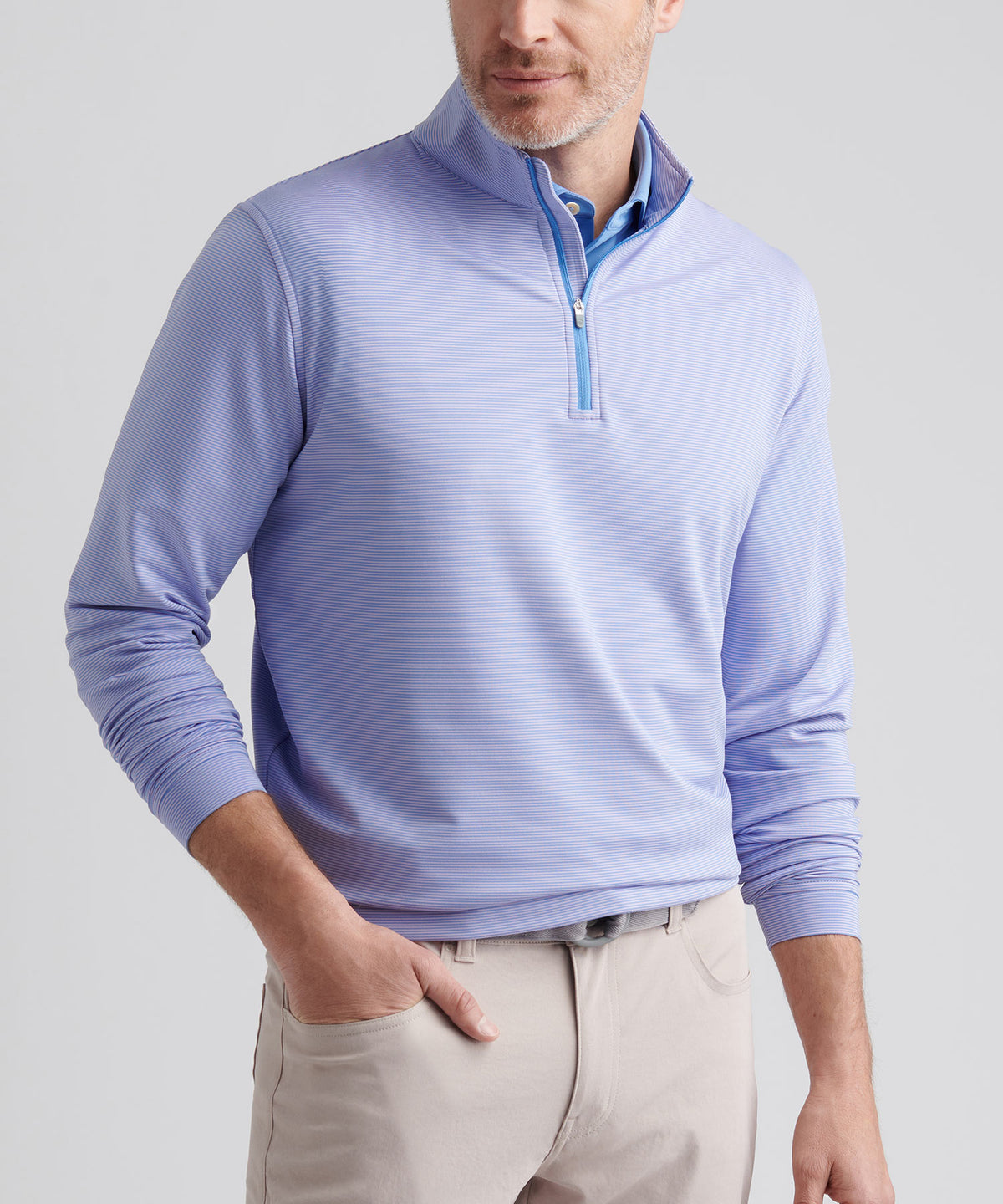 Peter Millar Sugar Stripe Perth Quarter-Zip Pullover, Men's Big & Tall