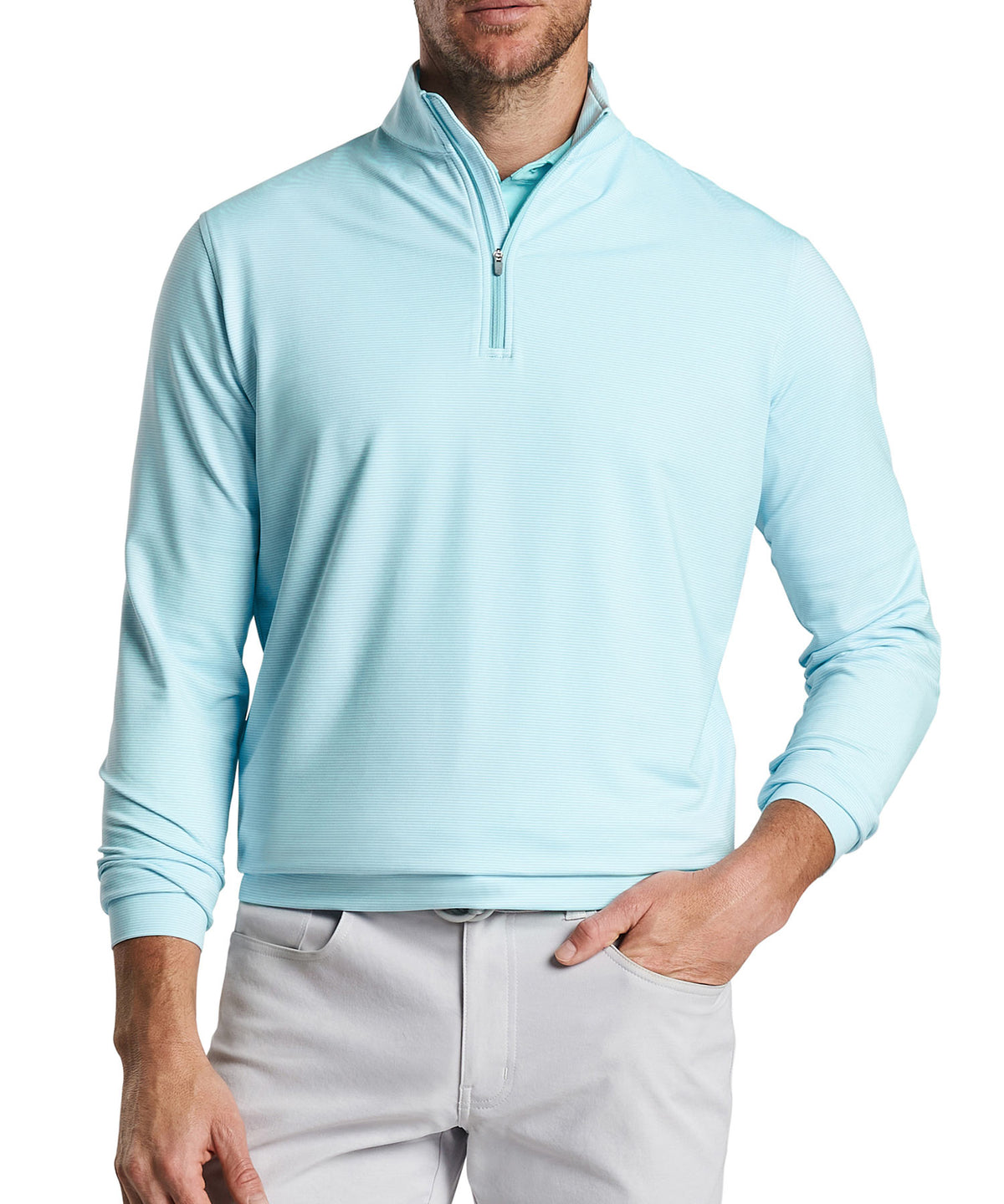 Peter Millar Sugar Stripe Perth Quarter-Zip Pullover, Men's Big & Tall