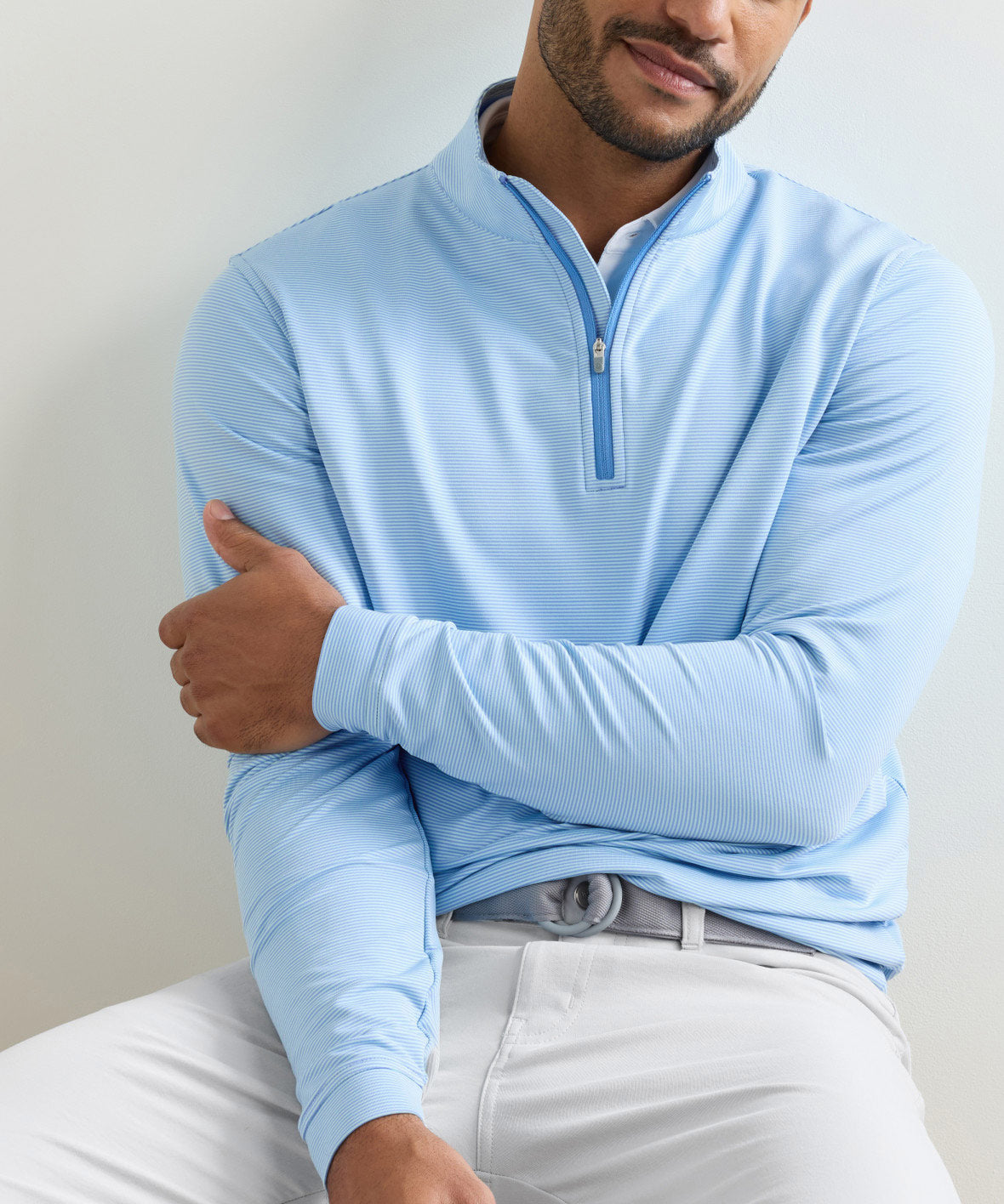 Peter Millar Sugar Stripe Perth Quarter-Zip Pullover, Men's Big & Tall