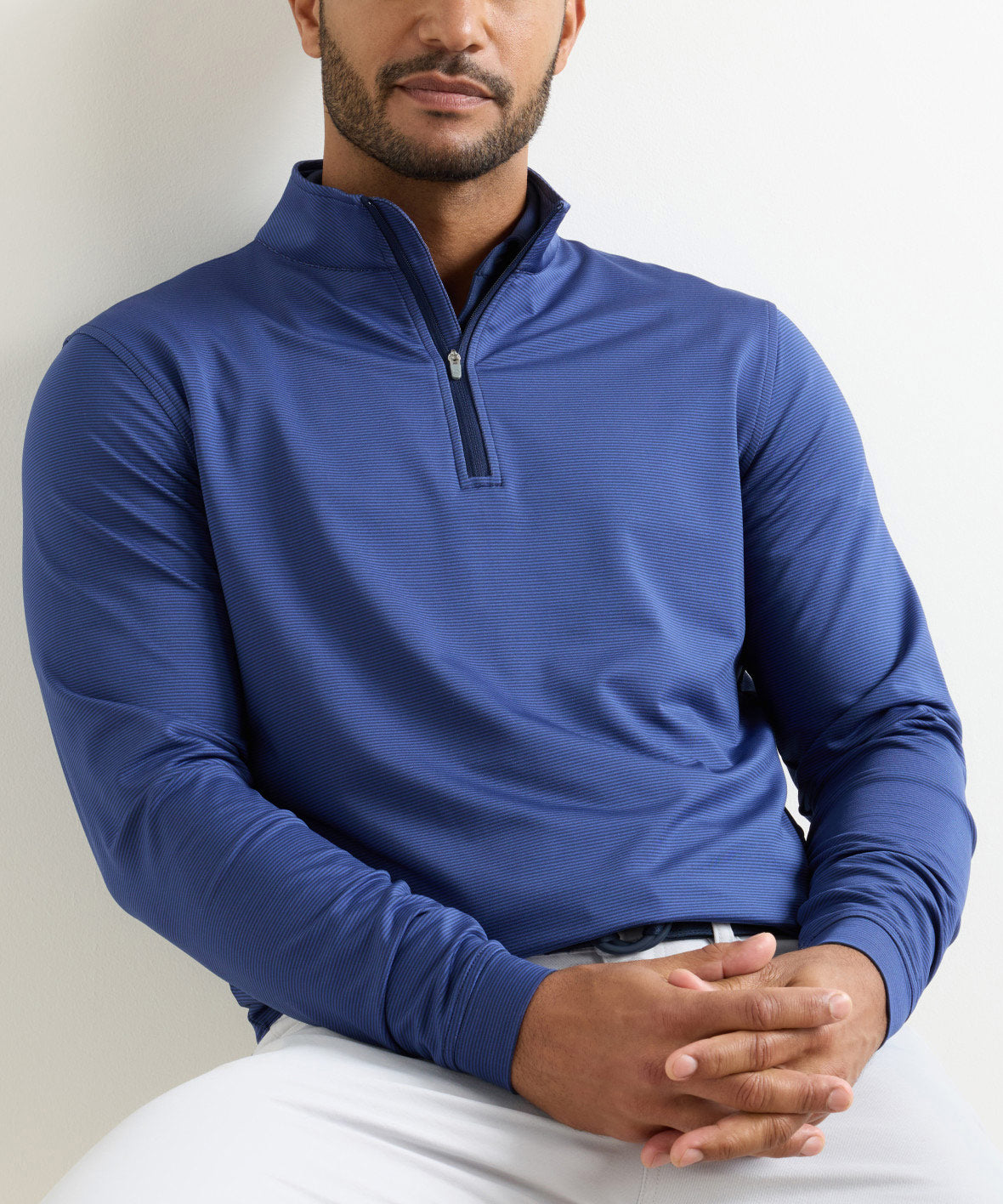 Peter Millar Sugar Stripe Perth Quarter-Zip Pullover, Men's Big & Tall