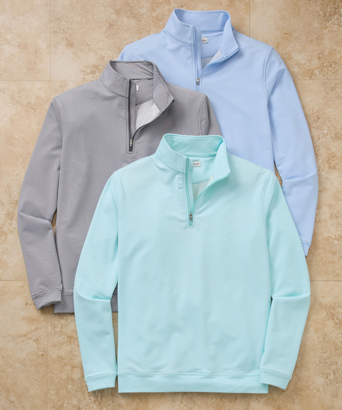 Peter Millar Sugar Stripe Perth Quarter-Zip Pullover, Men's Big & Tall