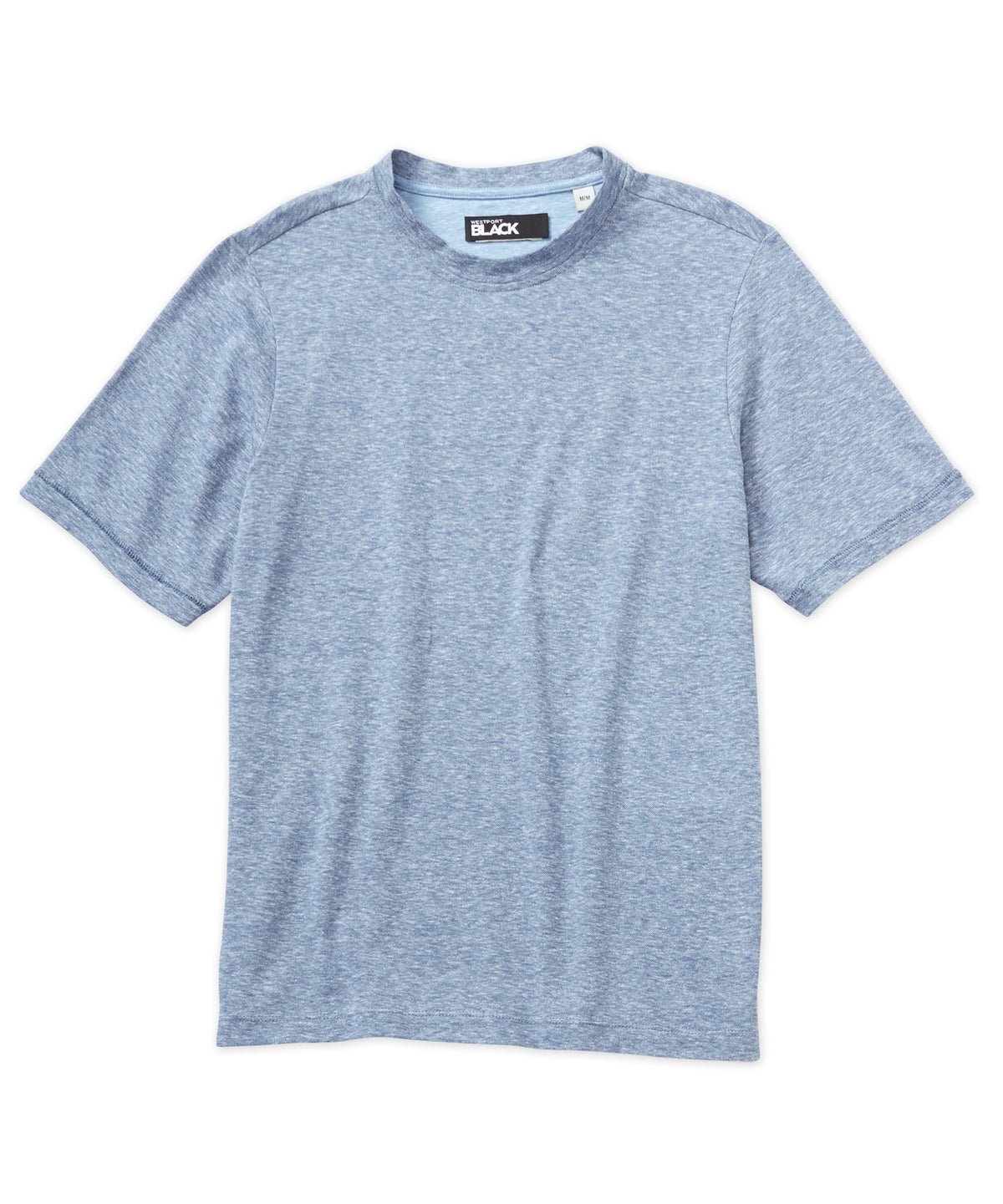 T-shirt girocollo in piqué di cotone e lino nero di Westport, Big & Tall