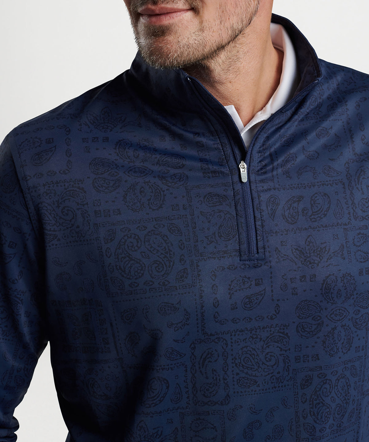 Pullover con zip a un quarto di Peter Millar Paisley Perth, Men's Big & Tall