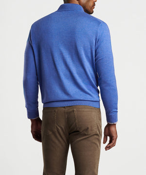 Peter Millar Suede Trim Quarter-Zip Sweater