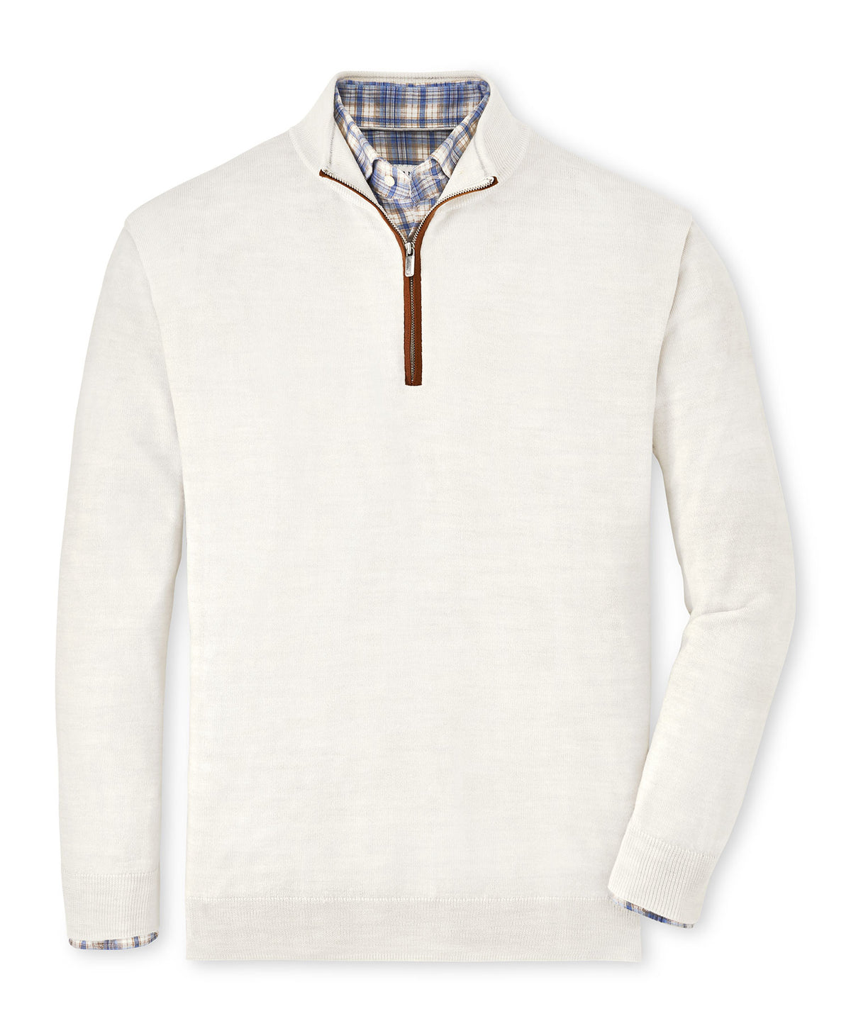 Peter Millar Suede Trim Quarter-Zip Sweater, Men's Big & Tall