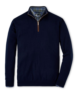 Peter Millar Suede Trim Quarter-Zip Sweater