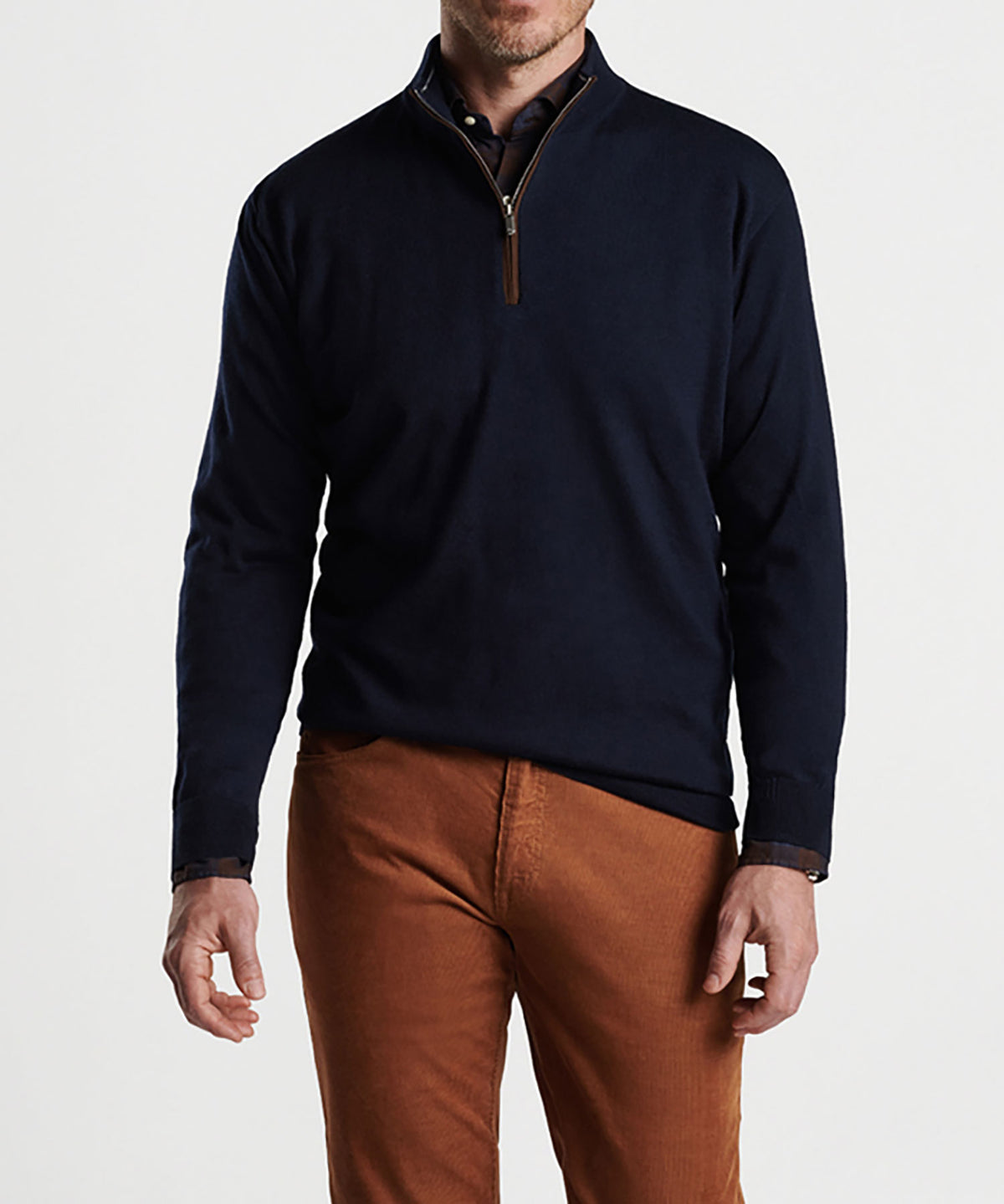 Peter Millar Suede Trim Quarter-Zip Sweater, Men's Big & Tall