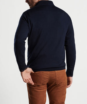 Peter Millar Suede Trim Quarter-Zip Sweater