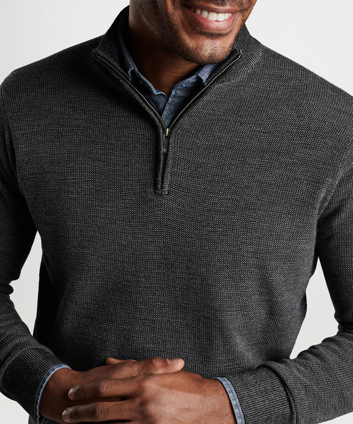 Peter Millar Breaker Birdseye Quarter-Zip Sweater, Men's Big & Tall