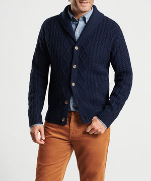 Peter Millar Fisherman Cable Shawl Cardigan