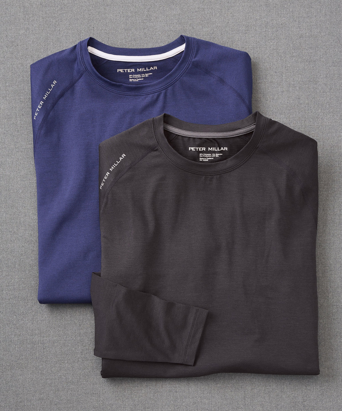 Men's Peter Millar Long Sleeve Aurora Performance T-Shirt - Navy - Size LT