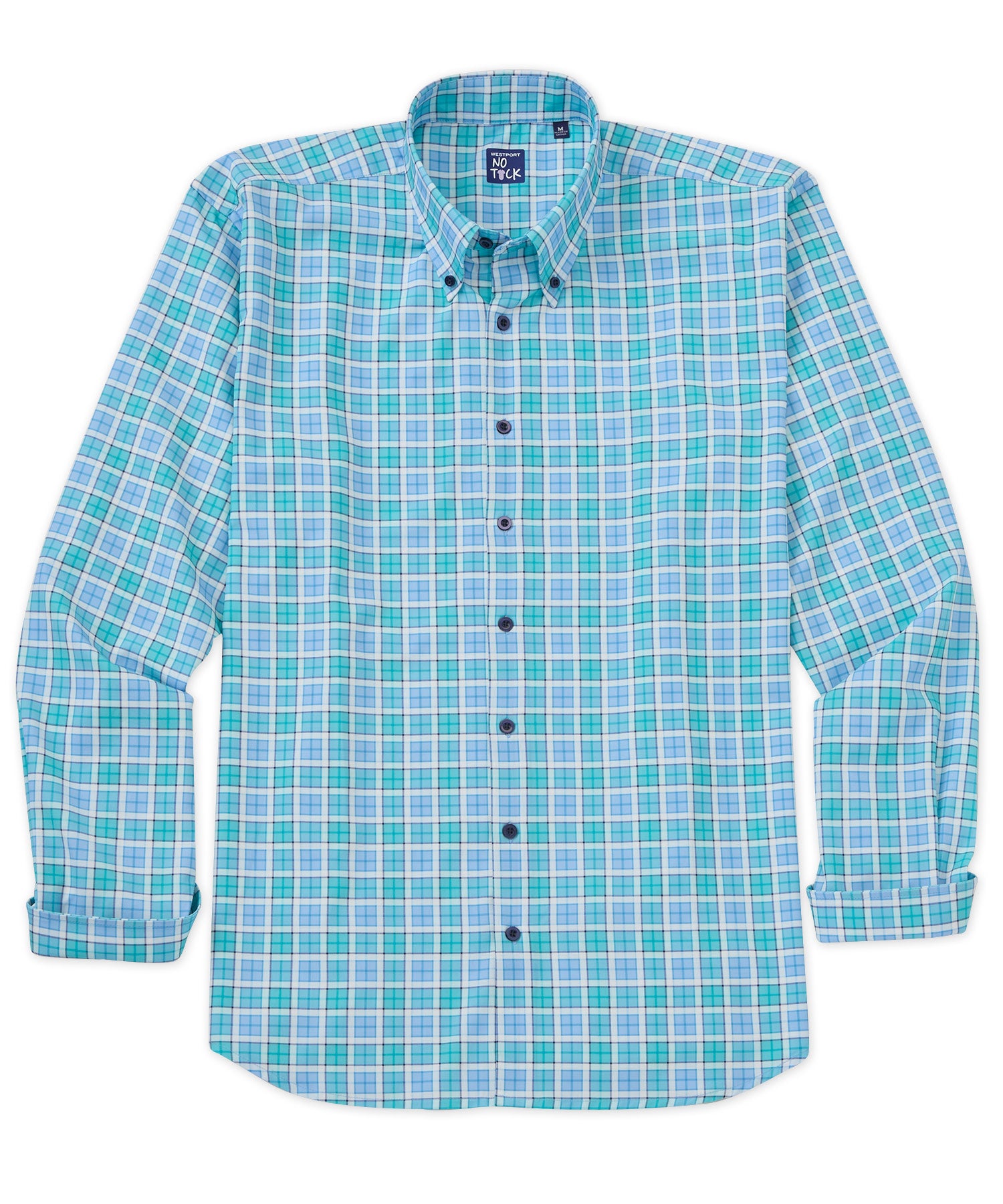 Camicia sportiva elasticizzata scozzese a maniche lunghe No-Tuck di Westport, Men's Big & Tall