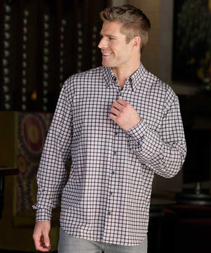 Camicia sportiva elasticizzata scozzese a maniche lunghe No-Tuck di Westport