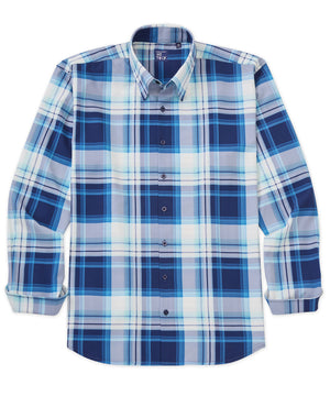 Camicia sportiva elasticizzata scozzese grande a maniche lunghe No-Tuck di Westport