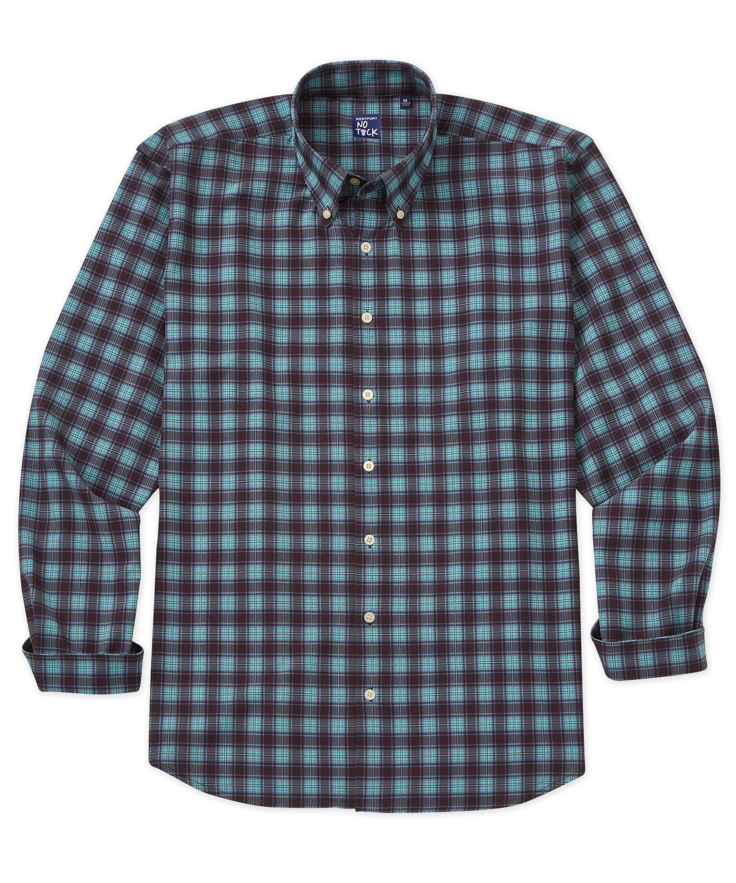 Camicia sportiva elasticizzata scozzese a maniche lunghe No-Tuck di Westport, Men's Big & Tall