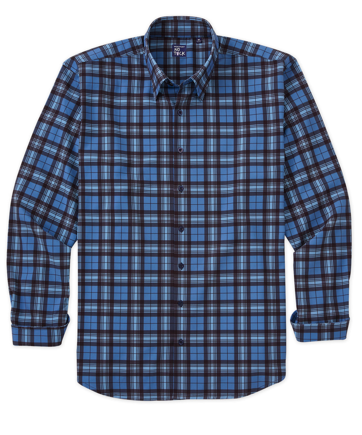 Camicia sportiva elasticizzata scozzese a maniche lunghe No-Tuck di Westport, Men's Big & Tall