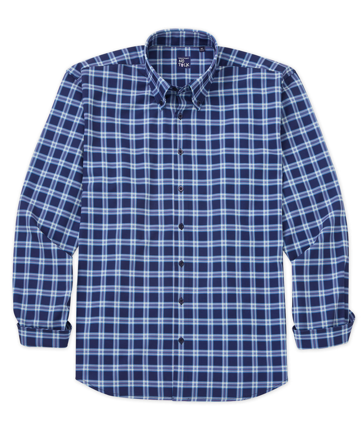 Camicia sportiva elasticizzata scozzese a maniche lunghe No-Tuck di Westport, Men's Big & Tall