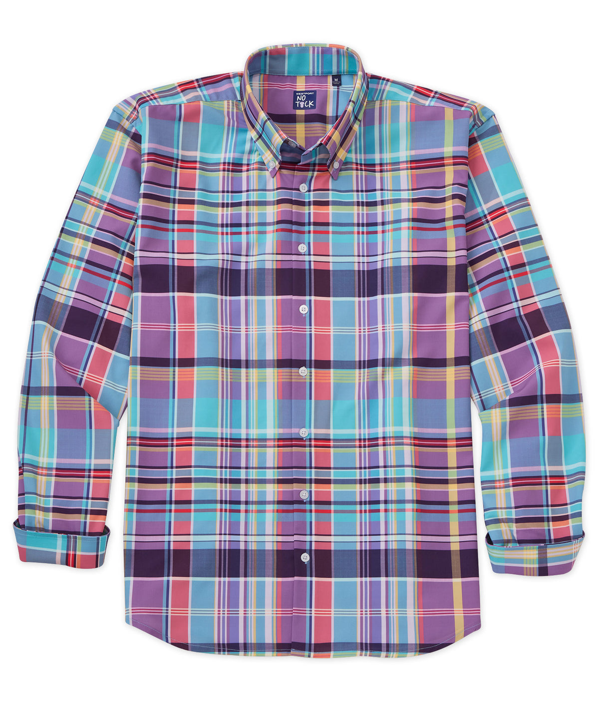 Camicia sportiva elasticizzata scozzese a maniche lunghe No-Tuck di Westport, Men's Big & Tall