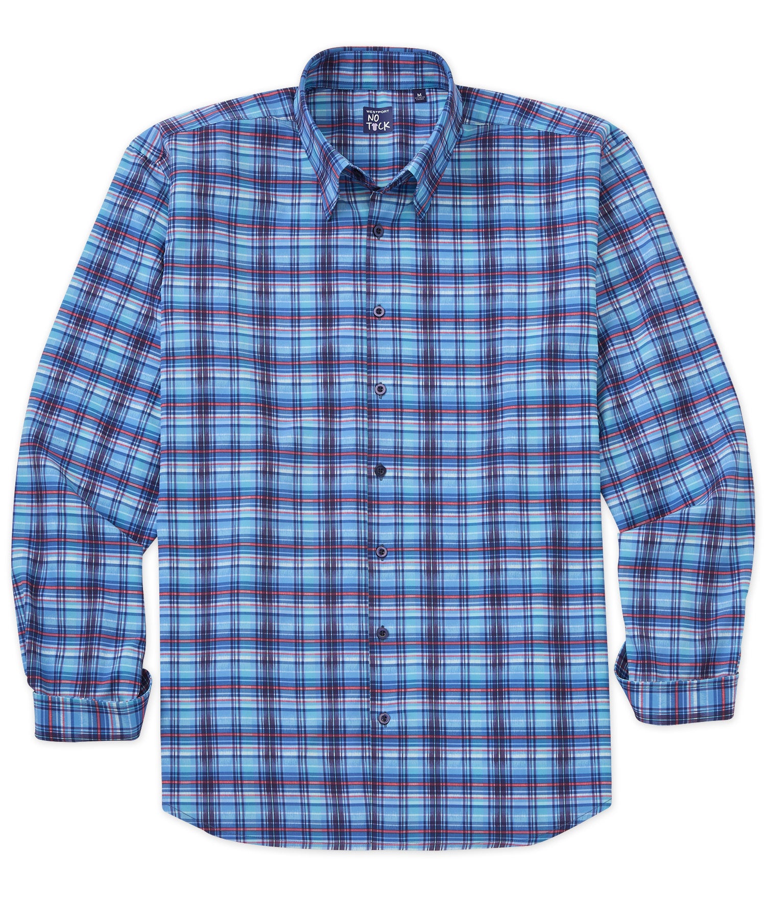 Camicia sportiva elasticizzata scozzese a maniche lunghe No-Tuck di Westport, Men's Big & Tall