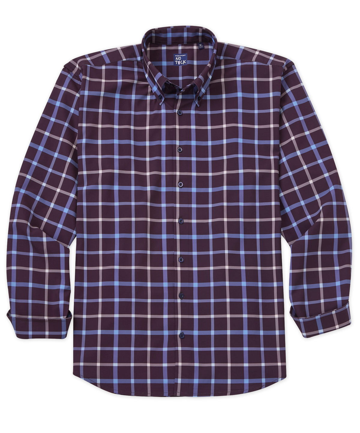 Camicia sportiva elasticizzata scozzese grande a maniche lunghe No-Tuck di Westport, Men's Big & Tall