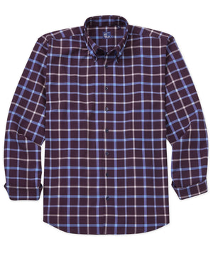 Camicia sportiva elasticizzata scozzese grande a maniche lunghe No-Tuck di Westport