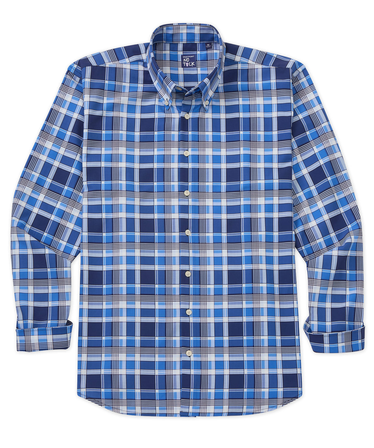 Camicia sportiva elasticizzata scozzese a maniche lunghe No-Tuck di Westport, Men's Big & Tall