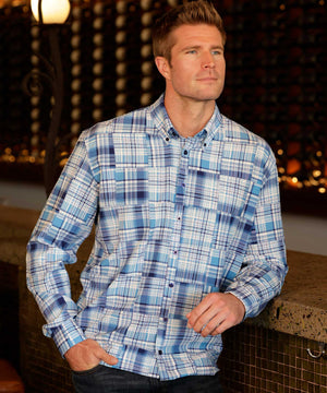 Westport No-Tuck Long Sleeve Patchwork Motif Performance Stretch Sport Shirt