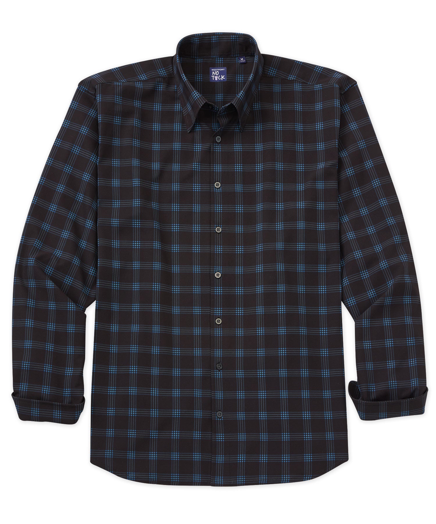 Camicia sportiva elasticizzata scozzese a maniche lunghe No-Tuck di Westport, Men's Big & Tall