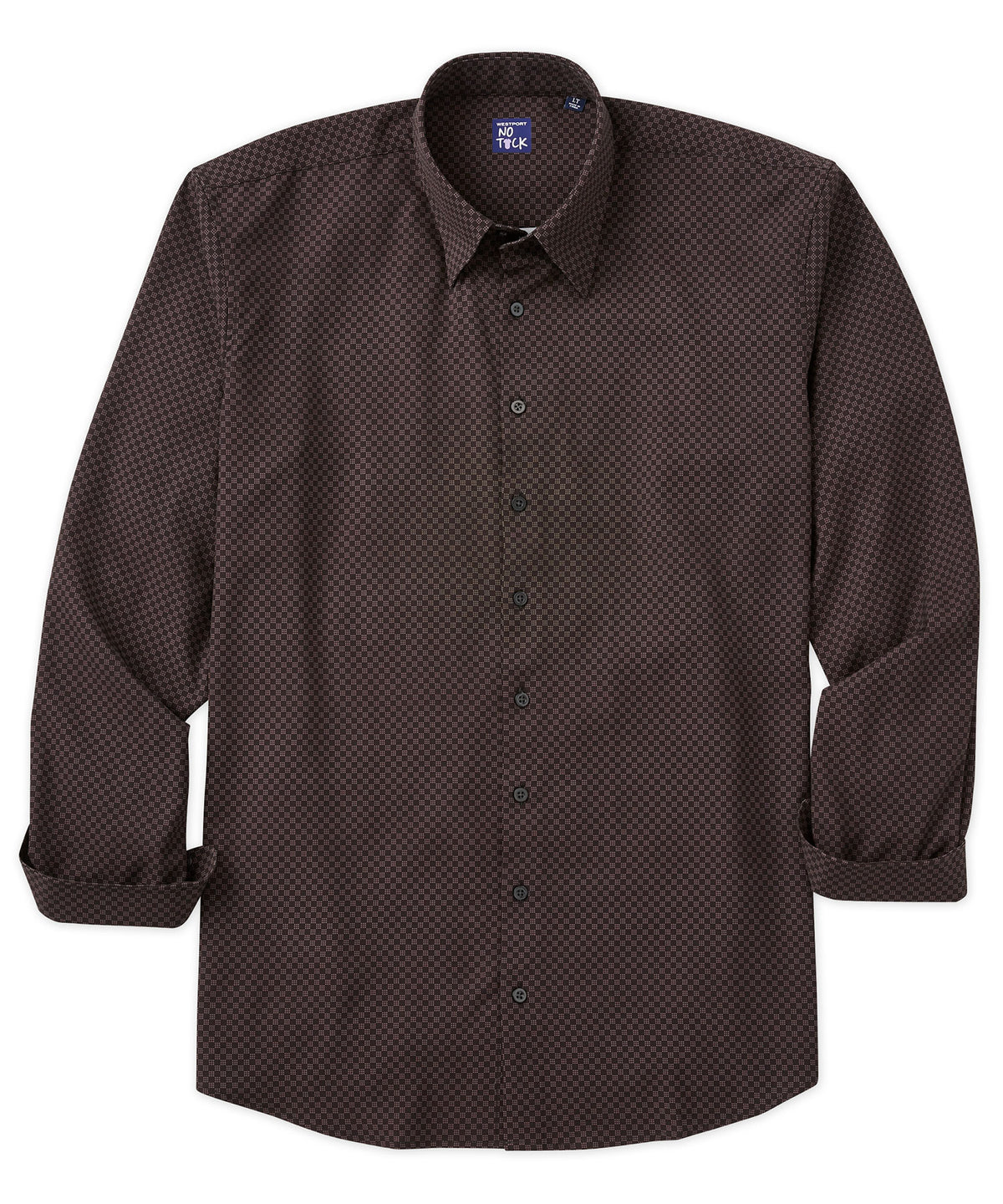 Camicia sportiva Westport No-Tuck a maniche lunghe con stampa a quadri, Men's Big & Tall