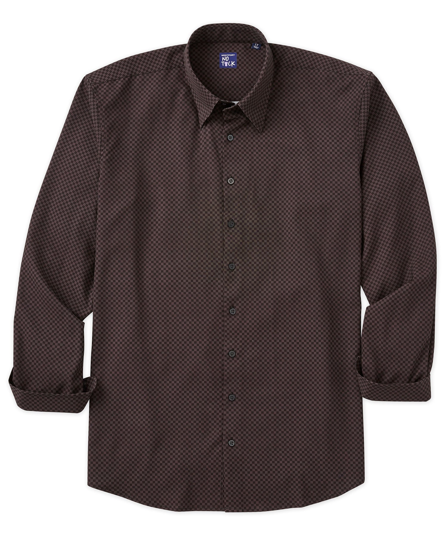 Westport No-Tuck Long Sleeve Checkers Print Sport Shirt, Men's Big & Tall