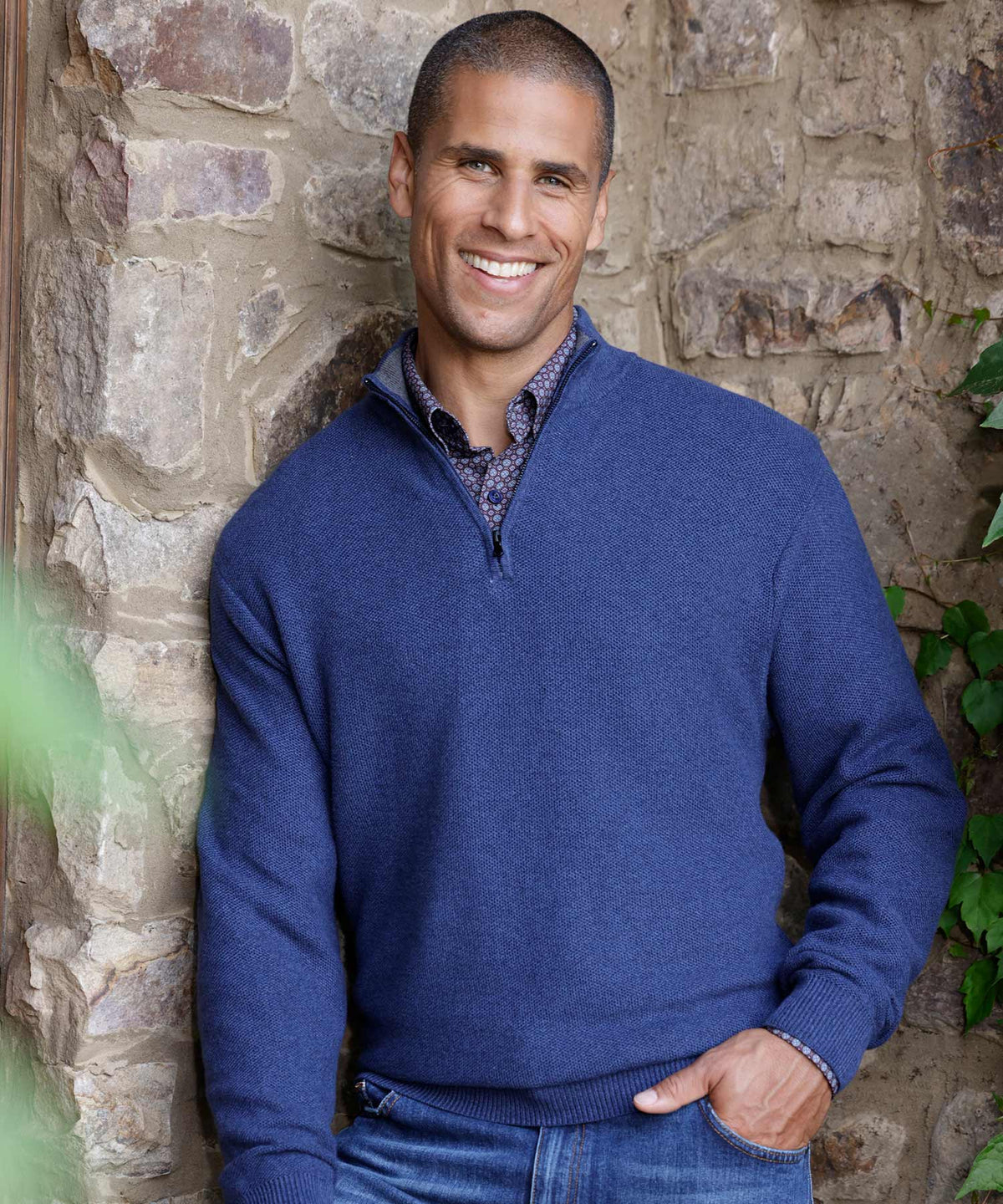 Westport Lifestyle Cotton Cashmere Quarter-Zip Pullover, Men's Big & Tall