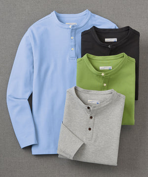 Westport Lifestyle Long-Sleeve Cotton Pique Henley