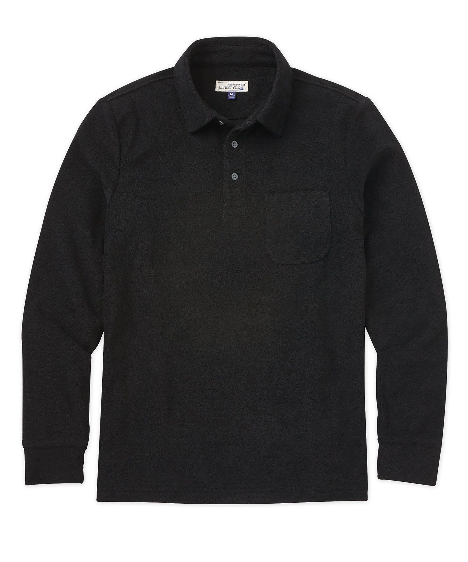 Westport Lifestyle Long-Sleeve Terry Towel Polo Shirt