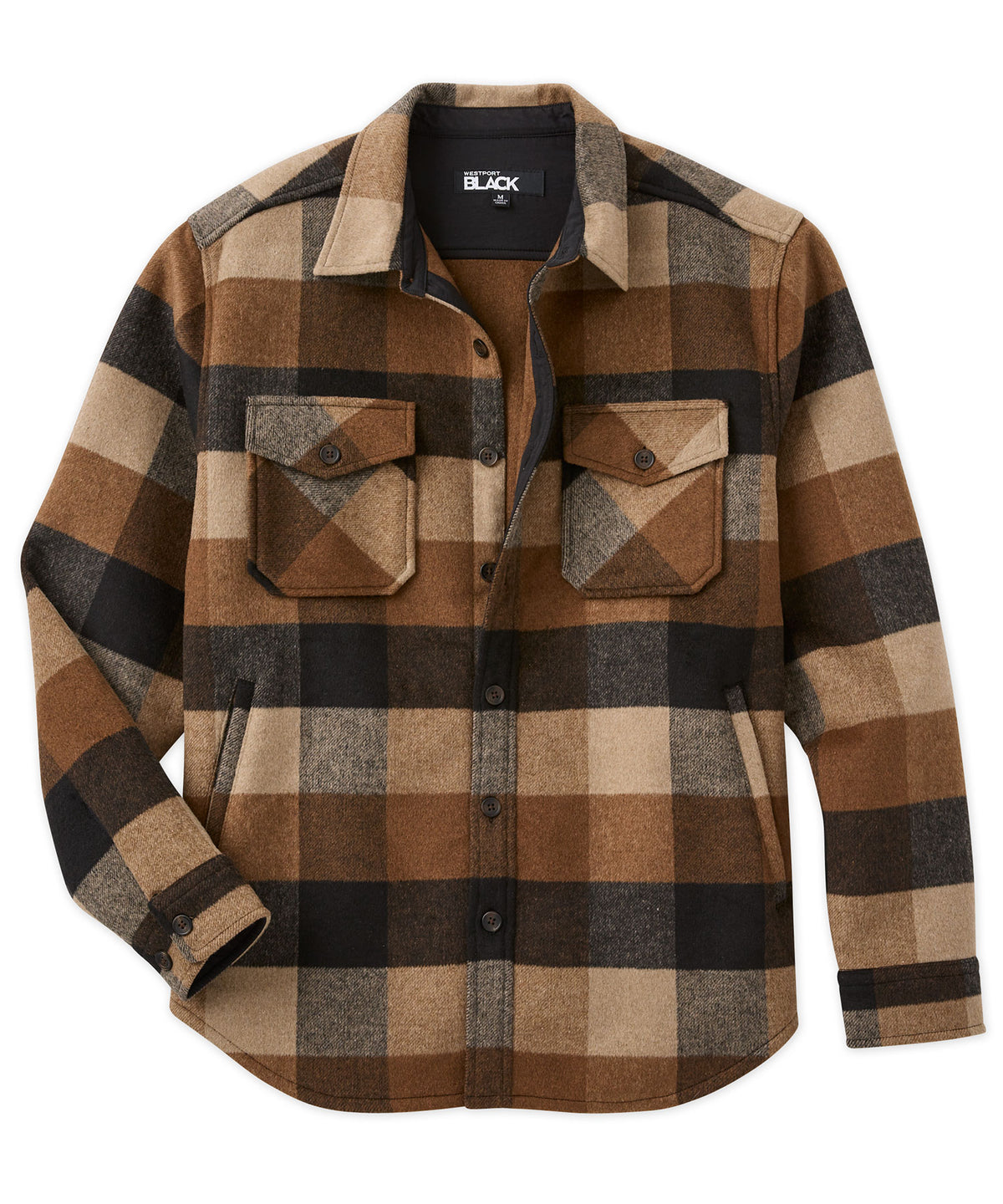 Wool-Blend Buffalo Check Shirt Jacket