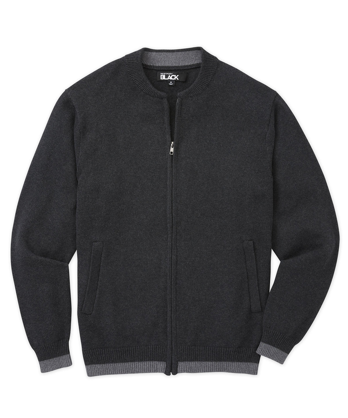 Cardigan con colletto da baseball nero di Westport, Men's Big & Tall