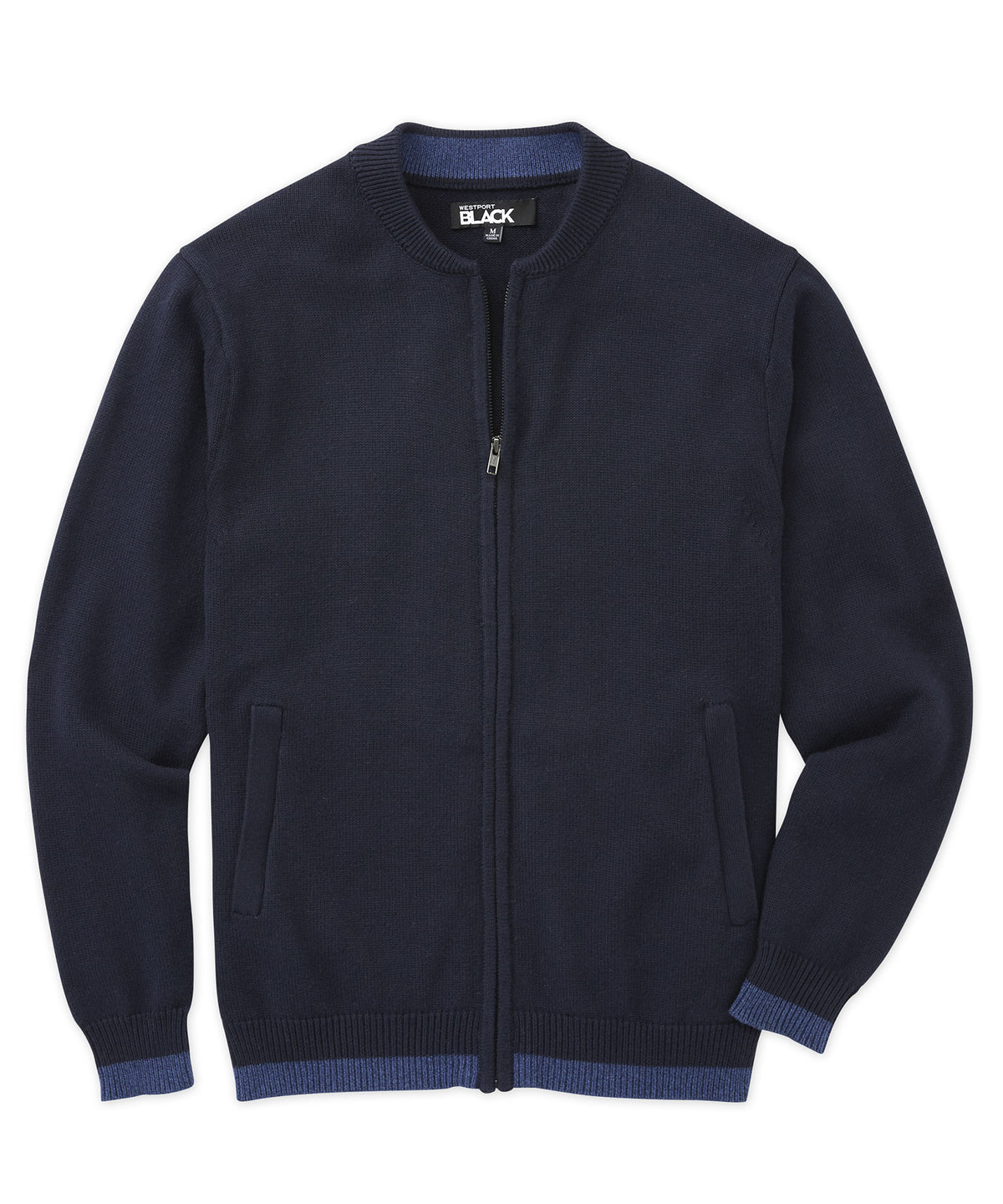 Cardigan con colletto da baseball nero di Westport, Men's Big & Tall