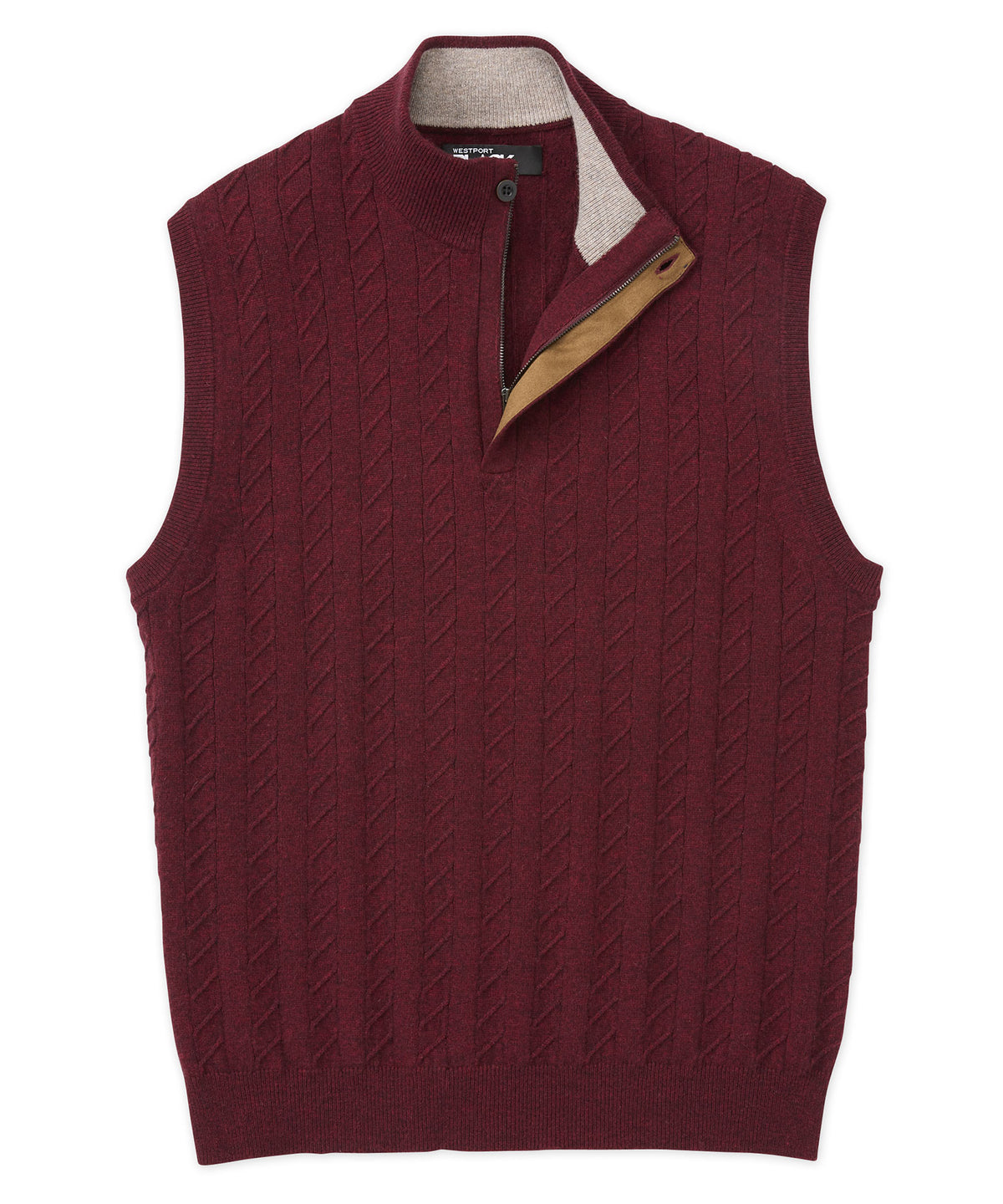 Gilet a trecce in misto cashmere nero Westport, Men's Big & Tall