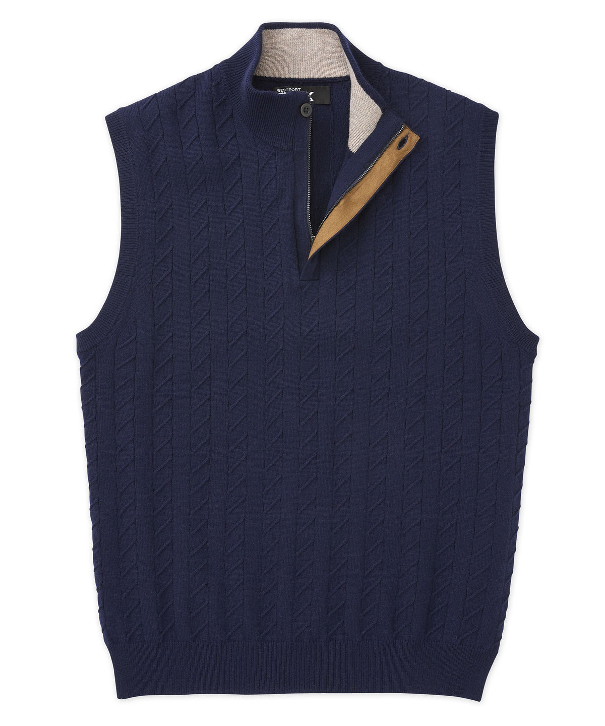 Gilet a trecce in misto cashmere nero Westport, Men's Big & Tall