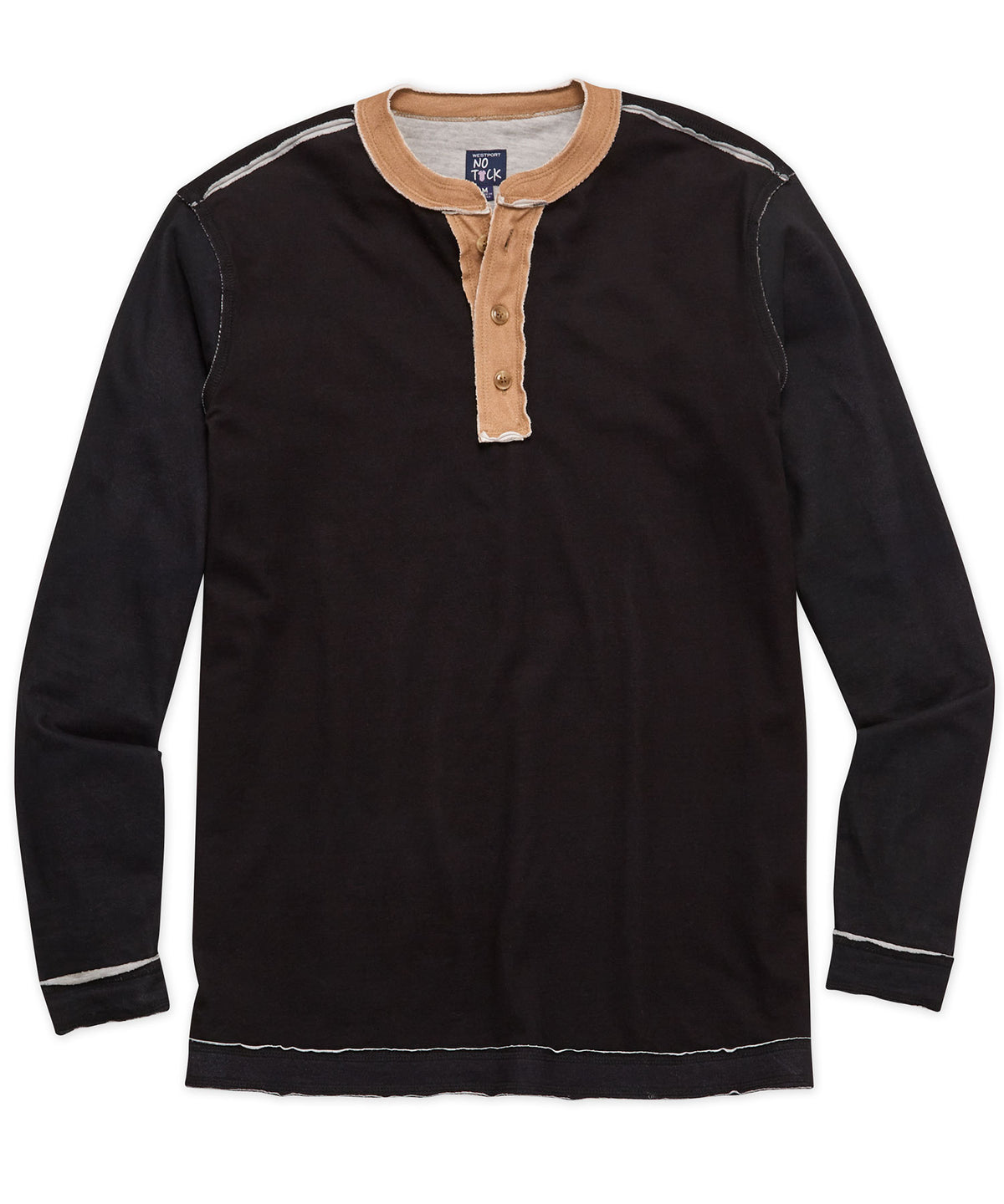 Westport No-Tuck Long Sleeve Rough Edge Henley, Men's Big & Tall