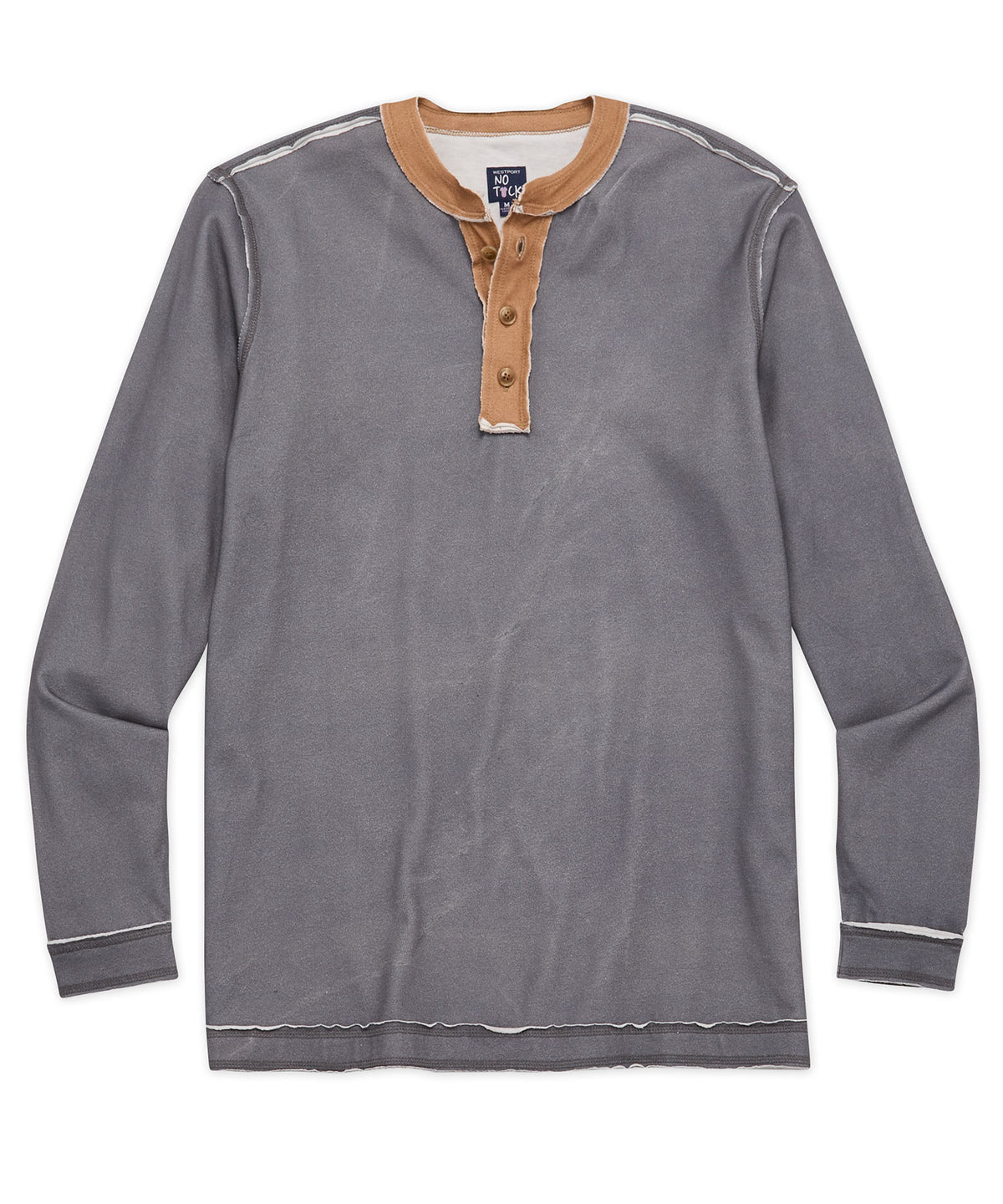 Westport No-Tuck Long Sleeve Rough Edge Henley, Men's Big & Tall