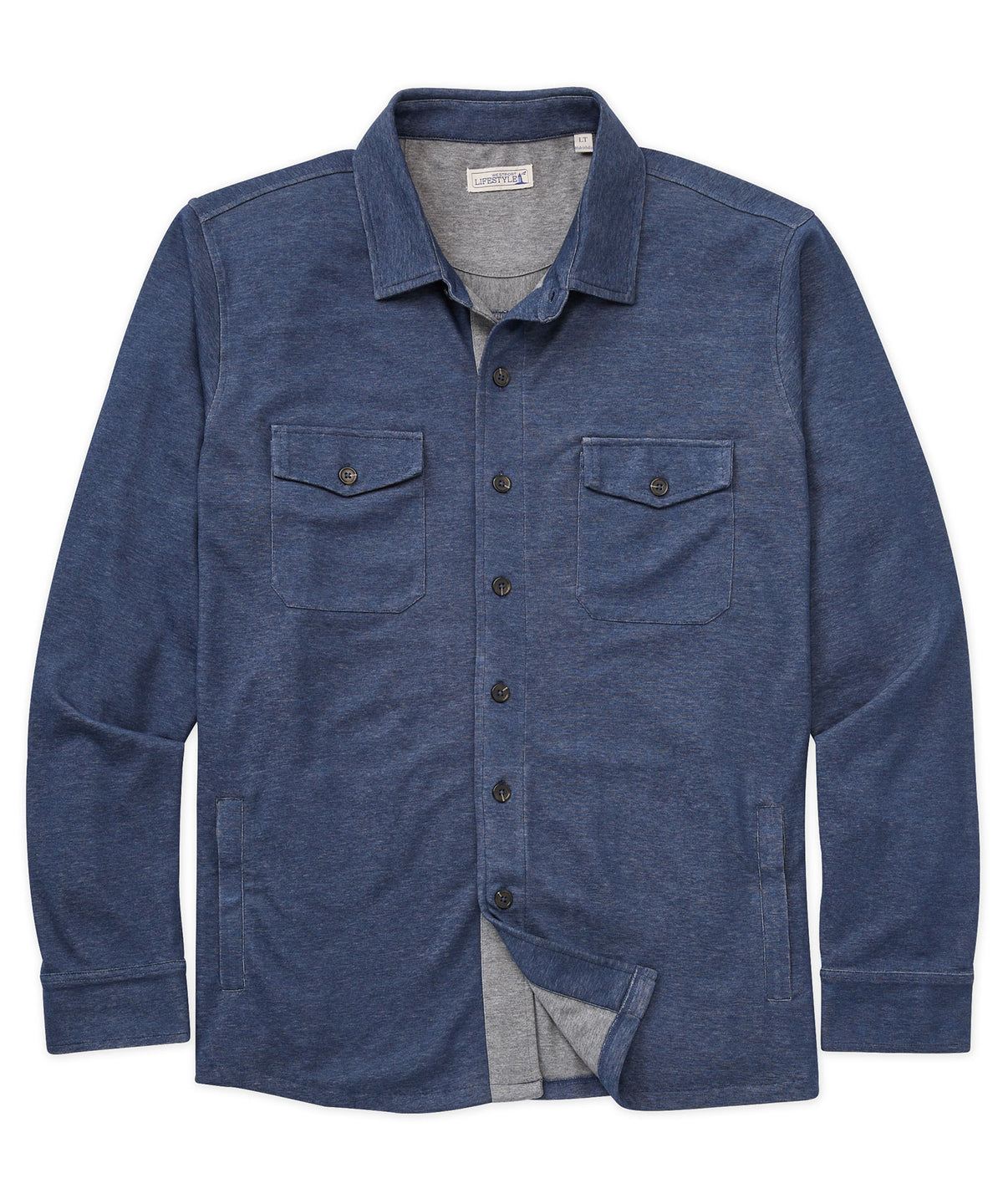 Westport Lifestyle Melange Soft Cotton-Blend Overshirt, Men's Big & Tall