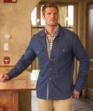 Westport Lifestyle Melange Soft Cotton-Blend Overshirt